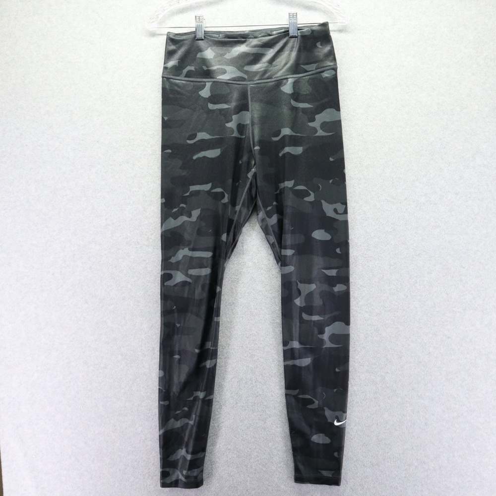 Nike Leggings Womens Medium Dri-Fit Activewear Yoga Pants Gym Athletic Gray Camo - Picture 1 of 8